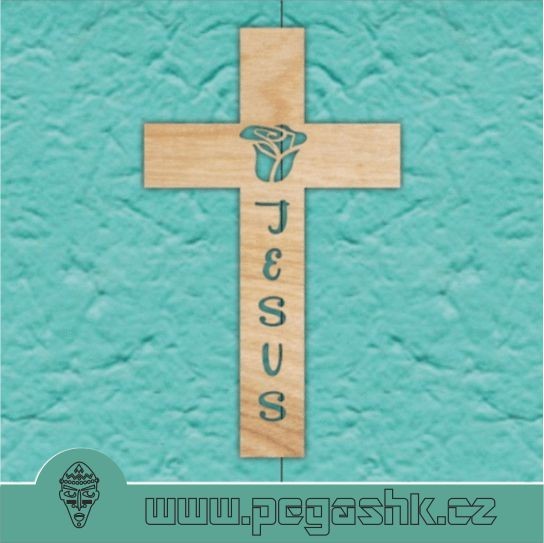 Dřevěný kříž- Jesus & Rose Cross 20 cm